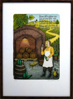 Iva Hüttnerová - Vinař (barevný) - grafika 